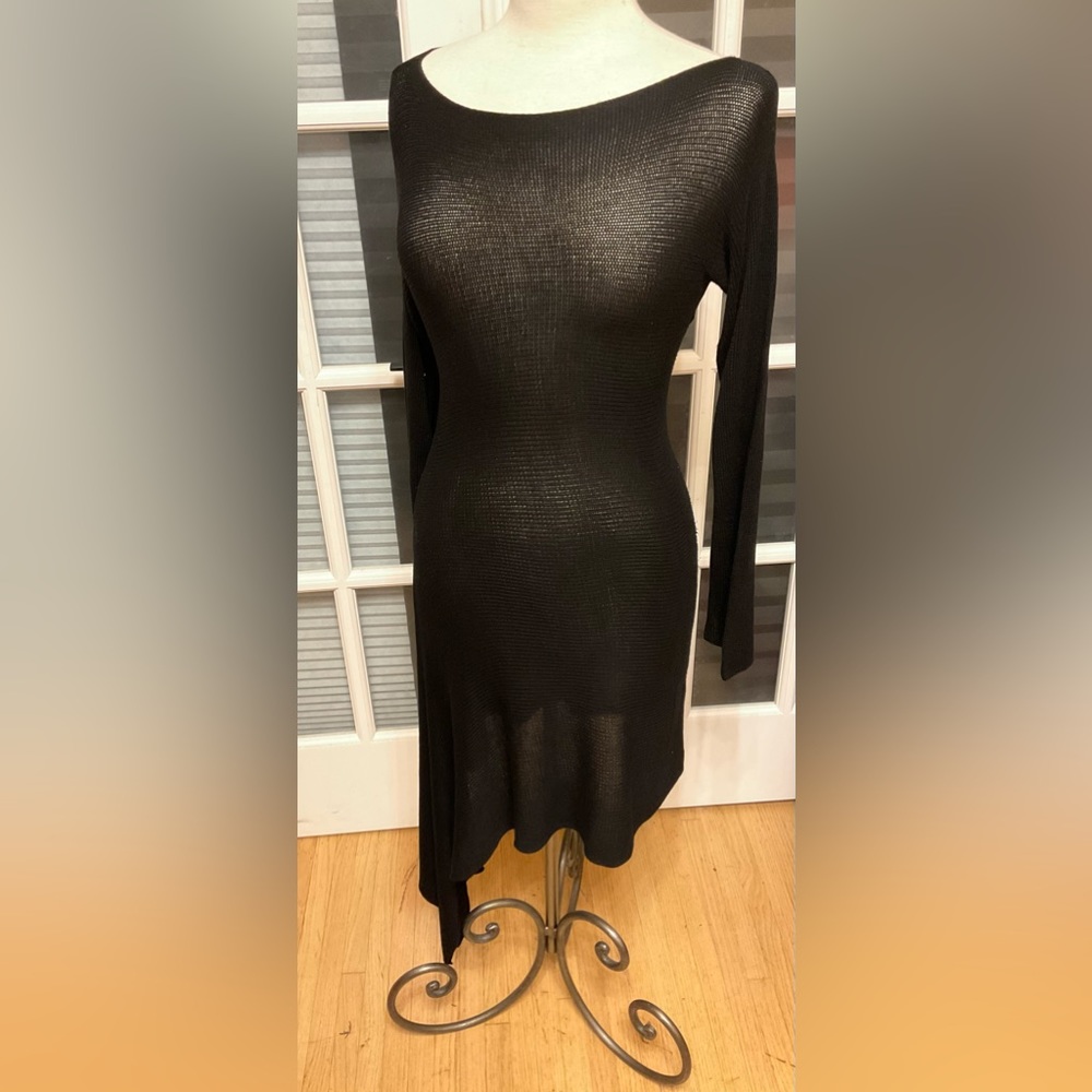Gabriel.S Dress Black Knitted Asymmetrical With Slit SZ Large